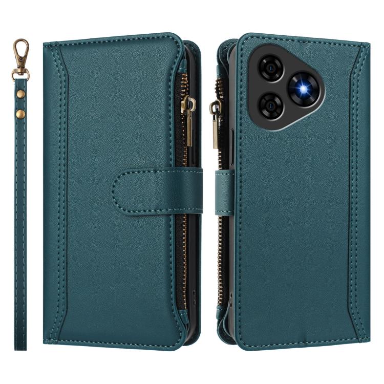 For Ulefone Note 19 Magnetic Closure 9 Card Slots Zipper Leather Case with Hand Strap