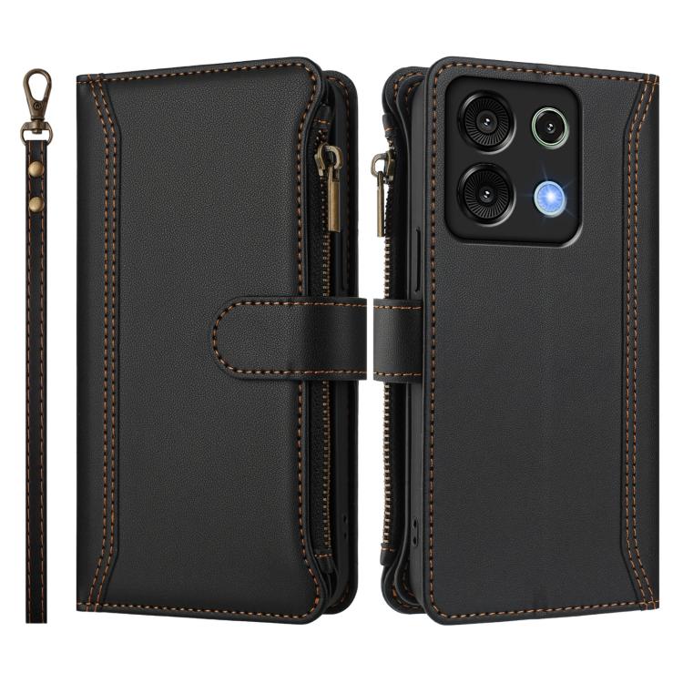 For Umidigi G9 5G / Note 9 5G Magnetic Closure 9 Card Slots Zipper Leather Case with Hand Strap