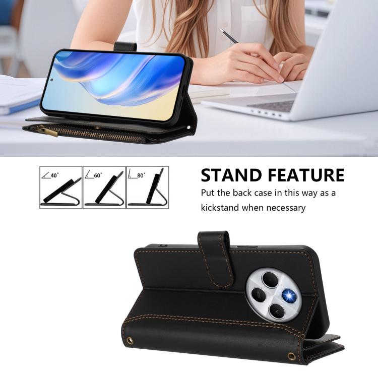 For Redmi 14C 4G / 14R 5G / A3 Pro Magnetic Closure 9 Card Slots Zipper Leather Case with Hand Strap
