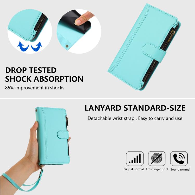 For Redmi Note 10 Pro / Note 10 Pro Max Magnetic Closure 9 Card Slots Zipper Leather Case with Hand Strap
