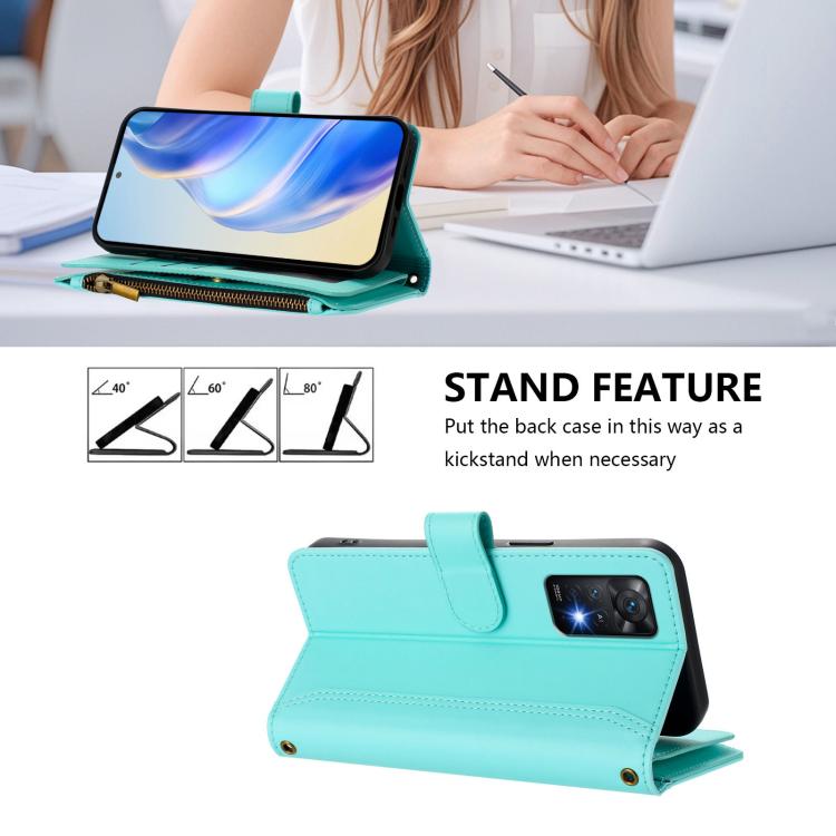 For Redmi Note 11 Pro 4G / 5G Magnetic Closure 9 Card Slots Zipper Leather Case with Hand Strap