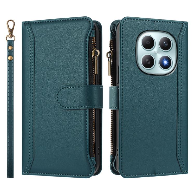 For Redmi Note 15 4G / 5G Global 164mm Magnetic Closure 9 Card Slots Zipper Leather Case with Hand Strap