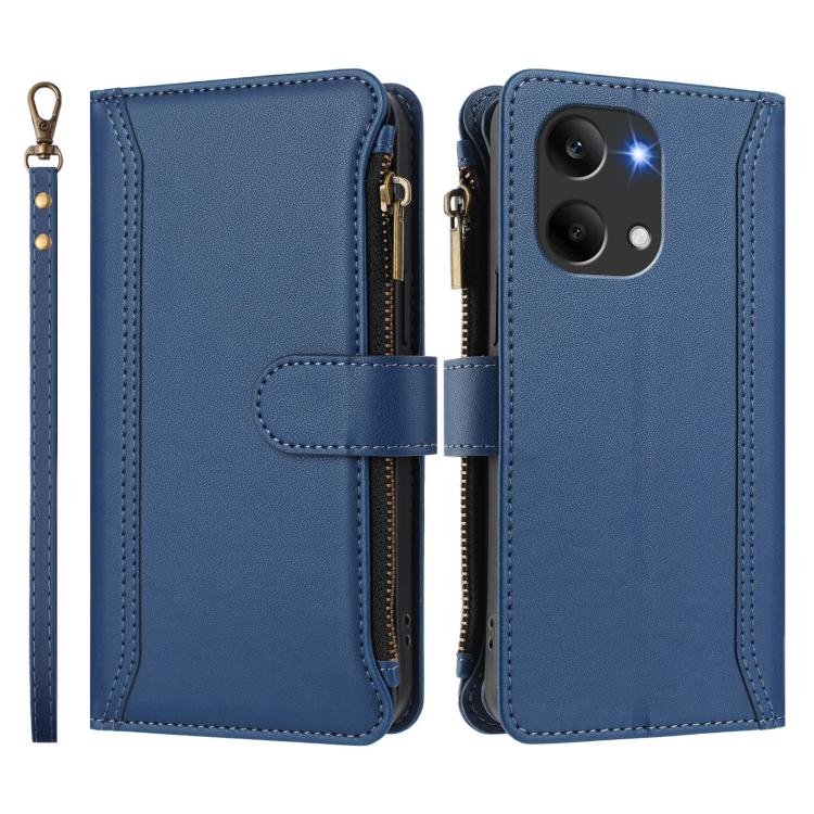 For Redmi Turbo 5 Max 5G/Poco X8 Pro Max 5G Magnetic Closure 9 Card Slots Zipper Leather Case with Hand Strap
