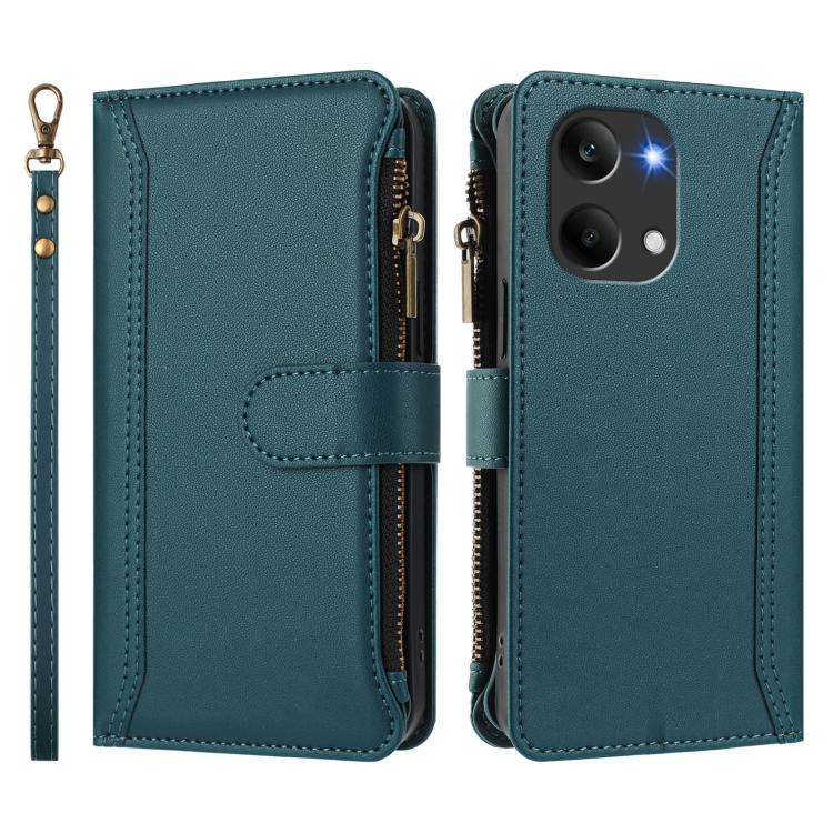 For Redmi Turbo 5 Max 5G/Poco X8 Pro Max 5G Magnetic Closure 9 Card Slots Zipper Leather Case with Hand Strap