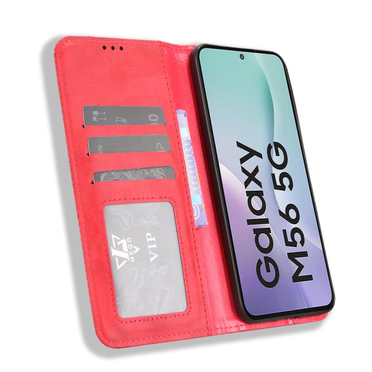 For Samsung Galaxy M56 5G Magnetic Buckle Retro Texture Leather Phone Case