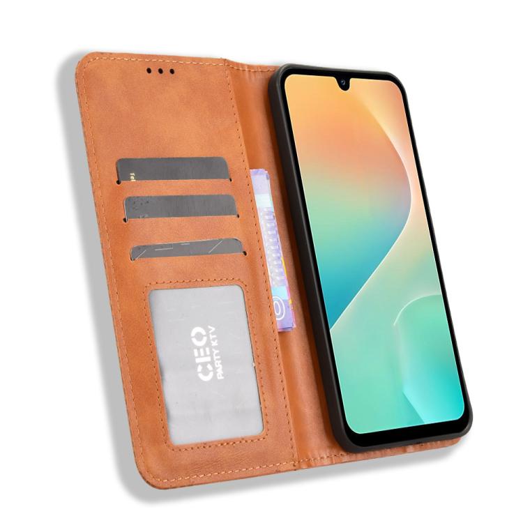 For Samsung Galaxy M36 5G Magnetic Buckle Retro Texture Leather Phone Case