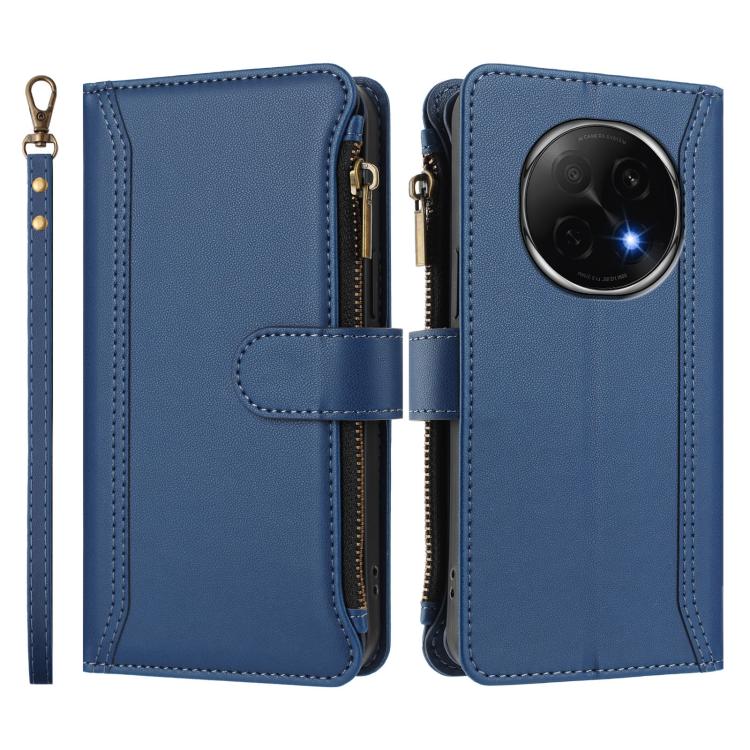 For OPPO F29 Pro 5G Global Magnetic Closure 9 Card Slots Zipper Leather Case with Hand Strap
