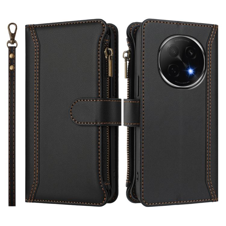 For OPPO F29 Pro 5G Global Magnetic Closure 9 Card Slots Zipper Leather Case with Hand Strap