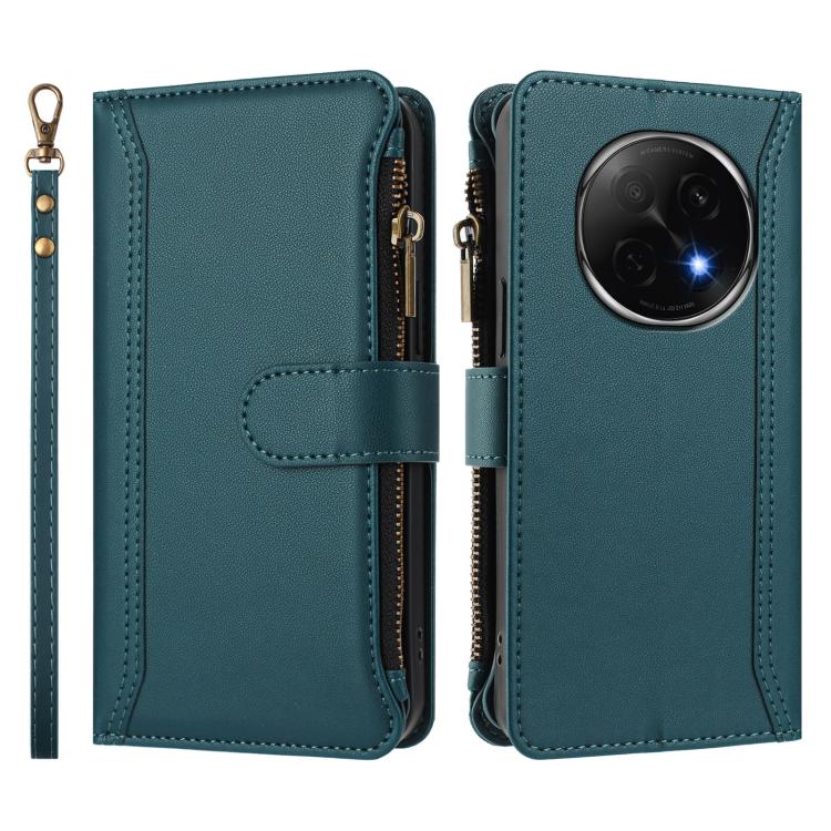 For OPPO F29 Pro 5G Global Magnetic Closure 9 Card Slots Zipper Leather Case with Hand Strap