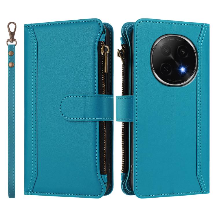 For OPPO F29 Pro 5G Global Magnetic Closure 9 Card Slots Zipper Leather Case with Hand Strap