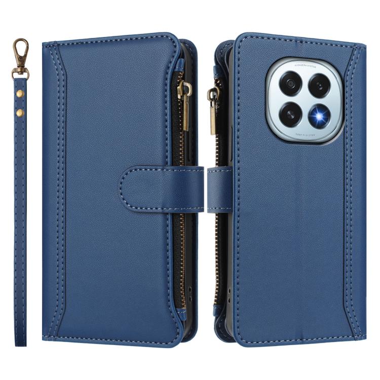 For OPPO F29 5G Global Magnetic Closure 9 Card Slots Zipper Leather Case with Hand Strap