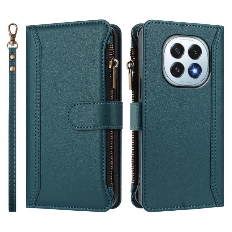 For OPPO F29 5G Global Magnetic Closure 9 Card Slots Zipper Leather Case with Hand Strap