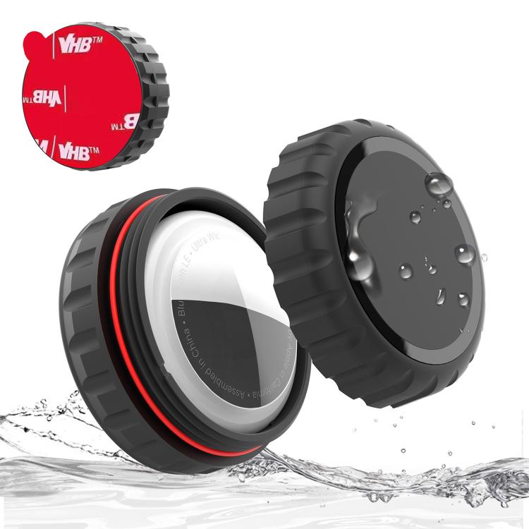 For AirTag 2nd Gen / AirTag 1st Gen PC Adhesive Waterproof Protective Case - Black