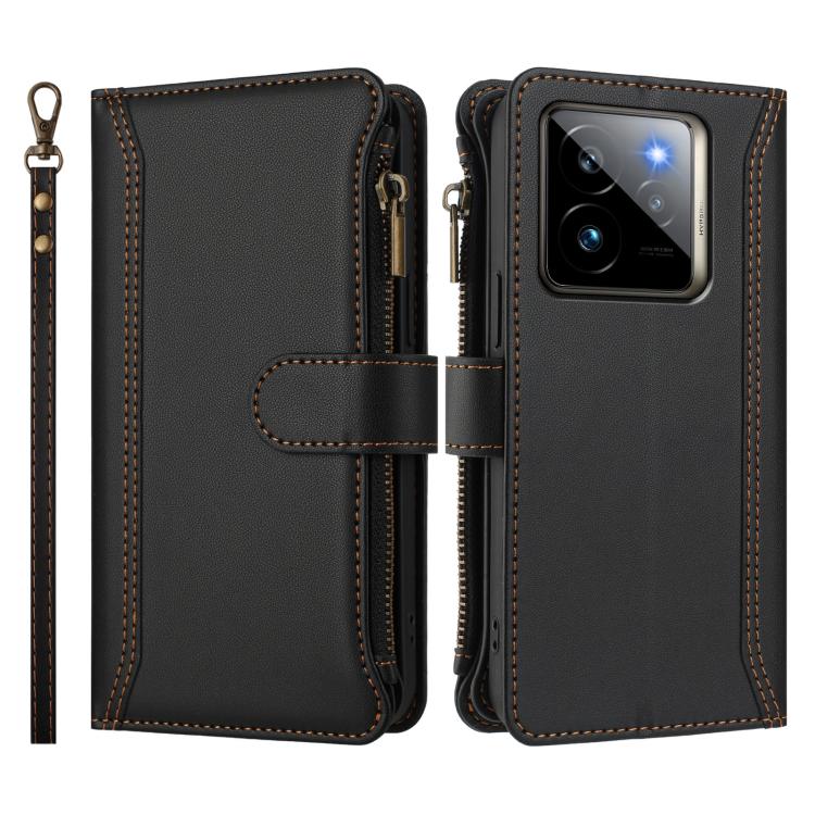 For Realme GT7 Pro 5G / GT7 Pro Racing Magnetic Closure 9 Card Slots Zipper Leather Case with Hand Strap