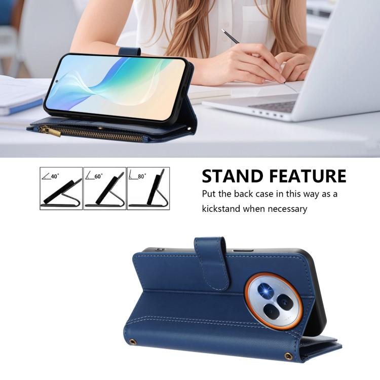 For Realme Narzo 80 Pro Magnetic Closure 9 Card Slots Zipper Leather Case with Hand Strap