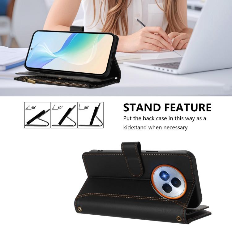 For Realme Narzo 80 Pro Magnetic Closure 9 Card Slots Zipper Leather Case with Hand Strap