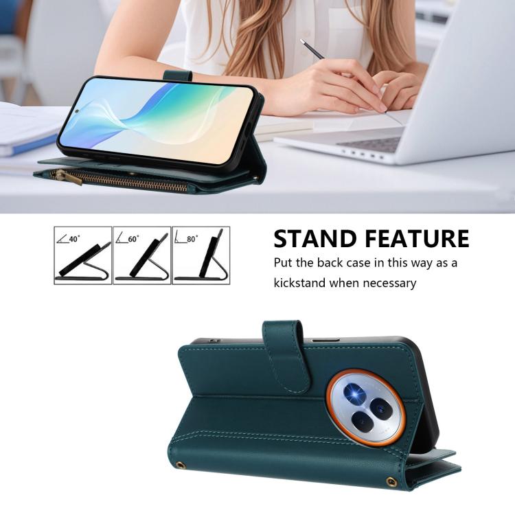 For Realme Narzo 80 Pro Magnetic Closure 9 Card Slots Zipper Leather Case with Hand Strap