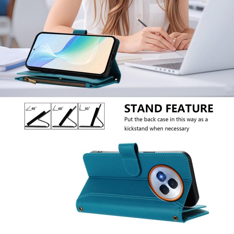 For Realme Narzo 80 Pro Magnetic Closure 9 Card Slots Zipper Leather Case with Hand Strap