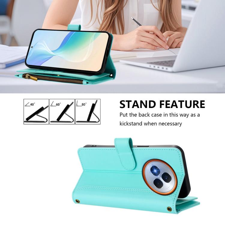 For Realme Narzo 80 Pro Magnetic Closure 9 Card Slots Zipper Leather Case with Hand Strap