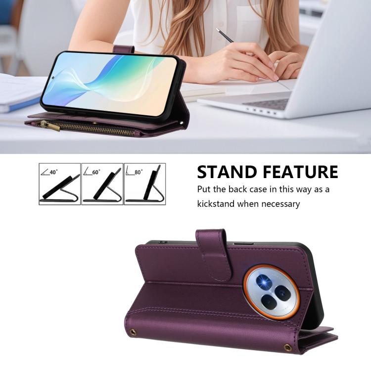 For Realme Narzo 80 Pro Magnetic Closure 9 Card Slots Zipper Leather Case with Hand Strap