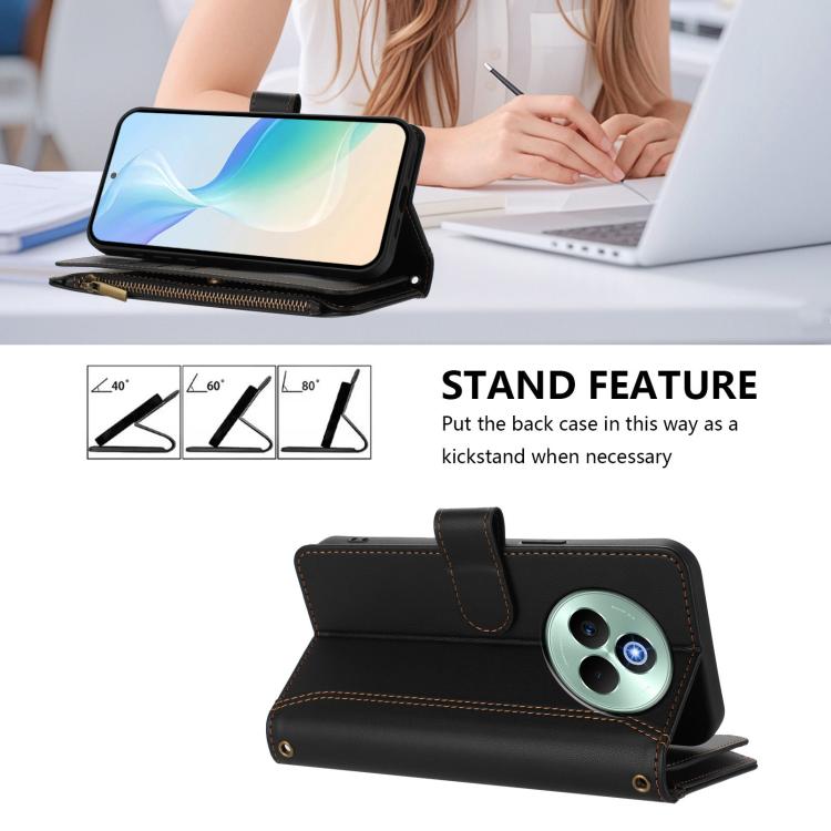 For Realme P3 Pro 5G  Global Magnetic Closure 9 Card Slots Zipper Leather Case with Hand Strap