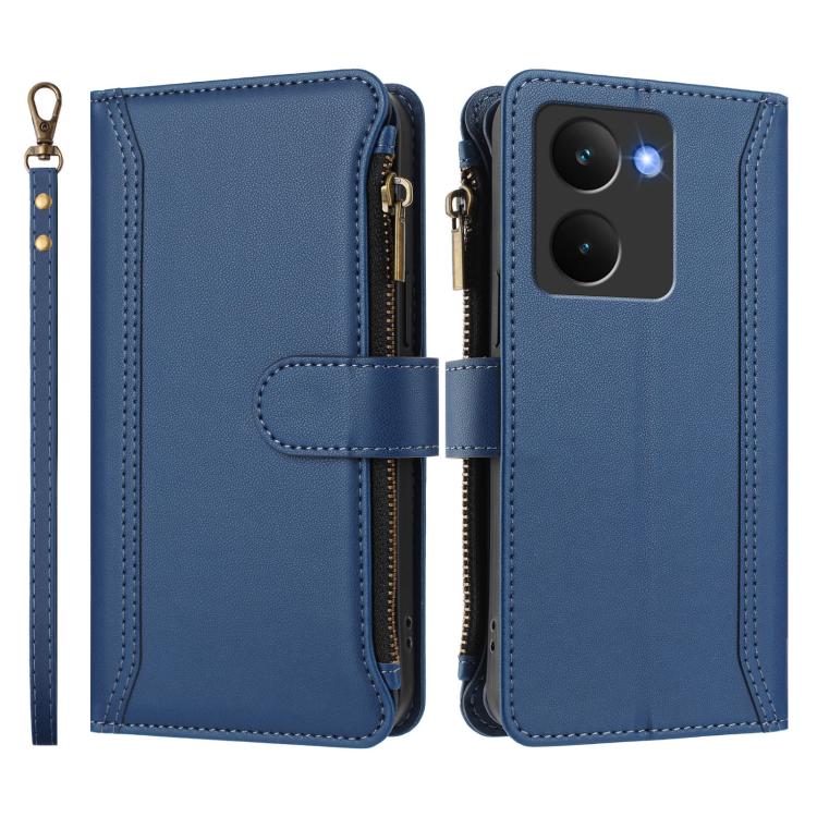 For Realme P3 Ultra 5G  Global Magnetic Closure 9 Card Slots Zipper Leather Case with Hand Strap