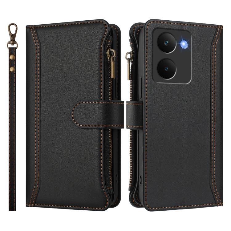 For Realme P3 Ultra 5G  Global Magnetic Closure 9 Card Slots Zipper Leather Case with Hand Strap