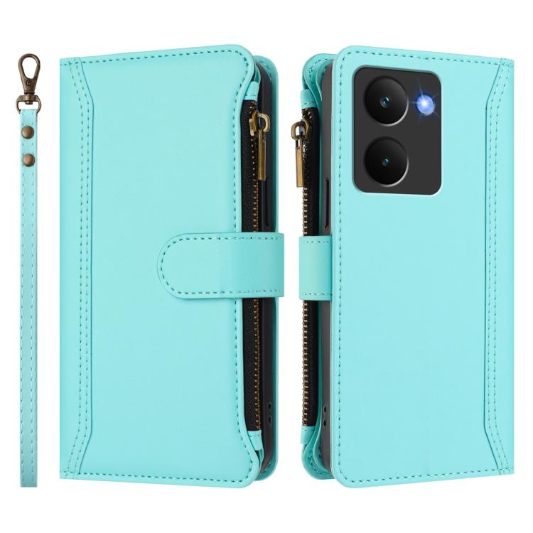 For Realme P3 Ultra 5G  Global Magnetic Closure 9 Card Slots Zipper Leather Case with Hand Strap