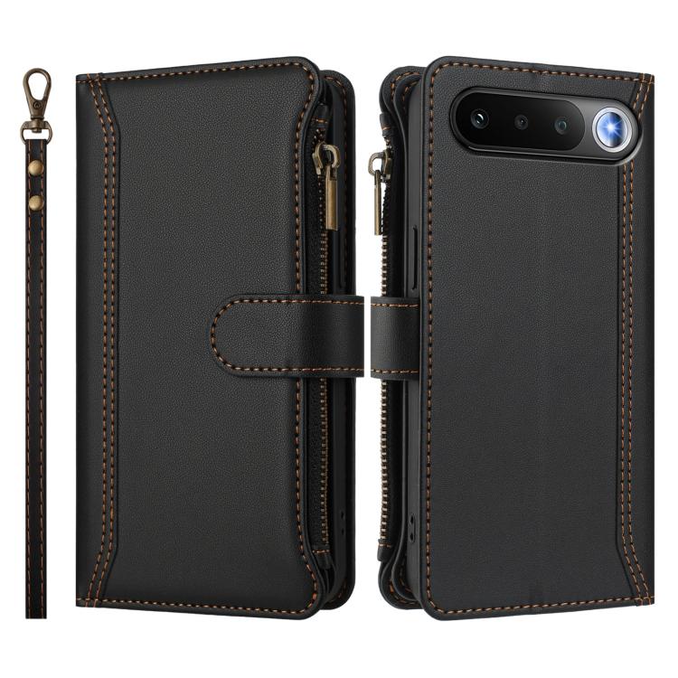 For Realme 16 5G Global Magnetic Closure 9 Card Slots Zipper Leather Case with Hand Strap