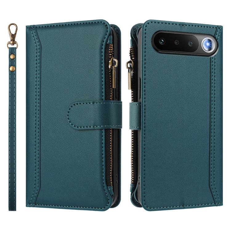 For Realme 16 5G Global Magnetic Closure 9 Card Slots Zipper Leather Case with Hand Strap