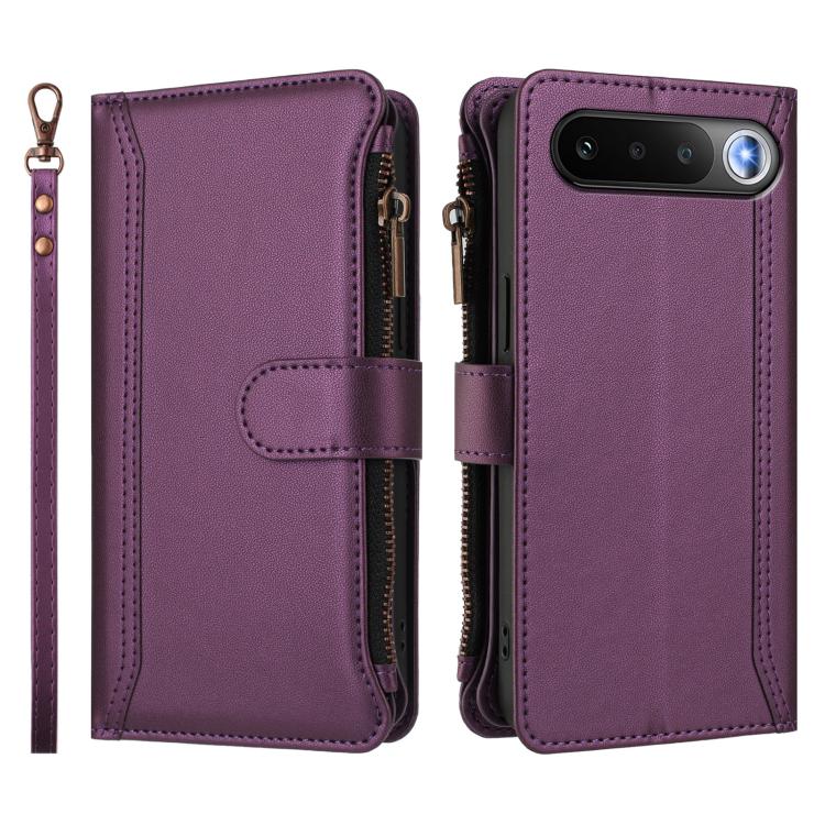 For Realme 16 5G Global Magnetic Closure 9 Card Slots Zipper Leather Case with Hand Strap