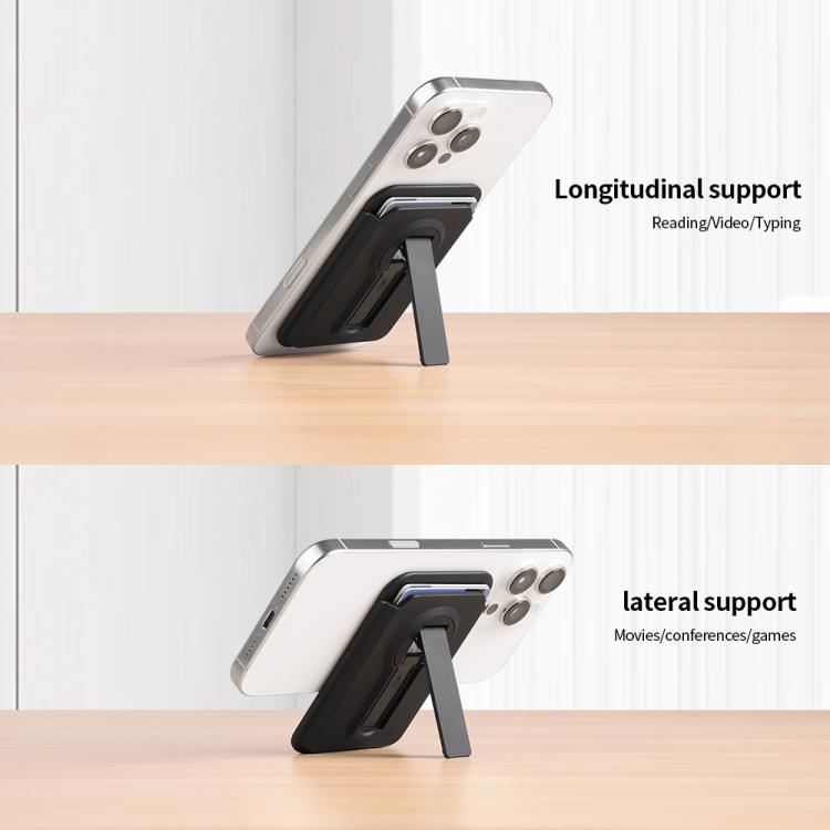 Magnetic Foldable 360 Degree Rotating Bracket Card Bag - Black