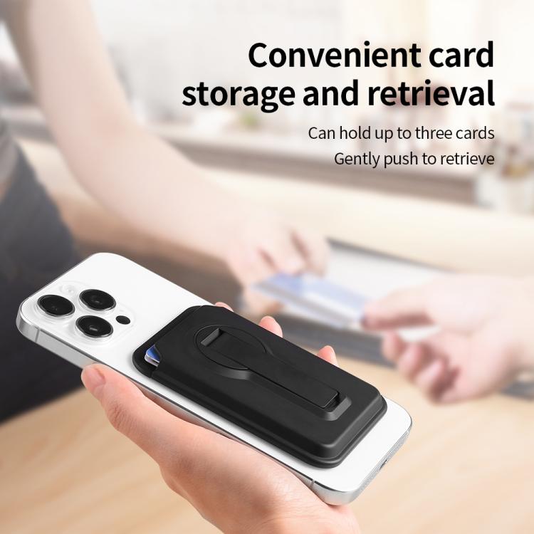 Magnetic Foldable 360 Degree Rotating Bracket Card Bag - Black