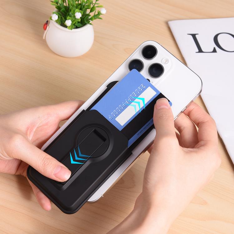 Magnetic Foldable 360 Degree Rotating Bracket Card Bag - Black