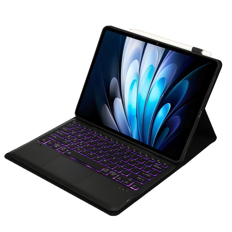 For vivo Pad5 Pro / 3 Pro Bluetooth Keyboard Detachable Leather Tablet Case with Touchpad Backlight - Black