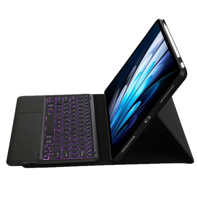 For vivo Pad5 Pro / 3 Pro Bluetooth Keyboard Detachable Leather Tablet Case with Touchpad Backlight - Black