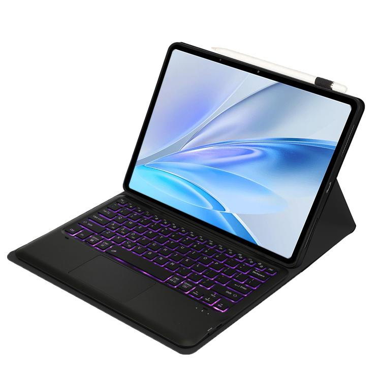 For vivo Pad SE 12.3 Bluetooth Keyboard Detachable Leather Tablet Case with Touchpad Backlight - Black