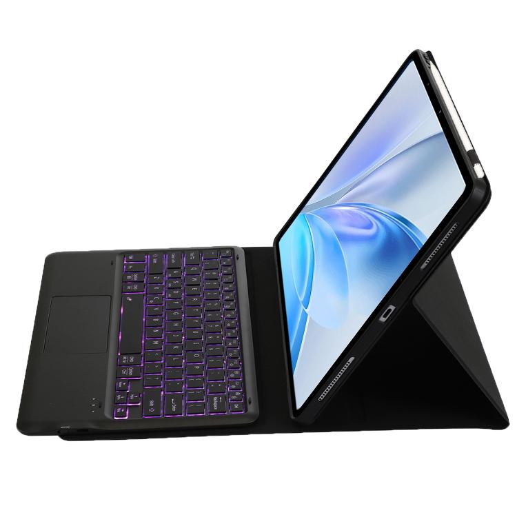 For vivo Pad SE 12.3 Bluetooth Keyboard Detachable Leather Tablet Case with Touchpad Backlight - Black