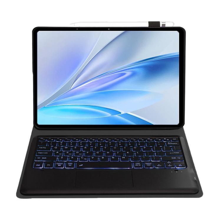 For vivo Pad SE 12.3 Bluetooth Keyboard Detachable Leather Tablet Case with Touchpad Backlight - Black