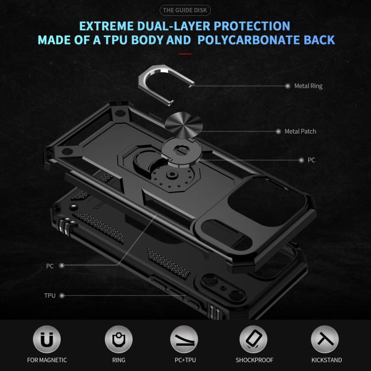 For iPhone 17 Pro Shockproof TPU Hybrid PC Phone Case with Holder