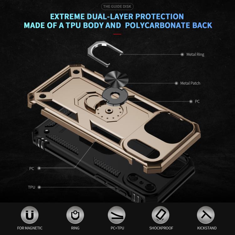 For iPhone 17 Pro Shockproof TPU Hybrid PC Phone Case with Holder