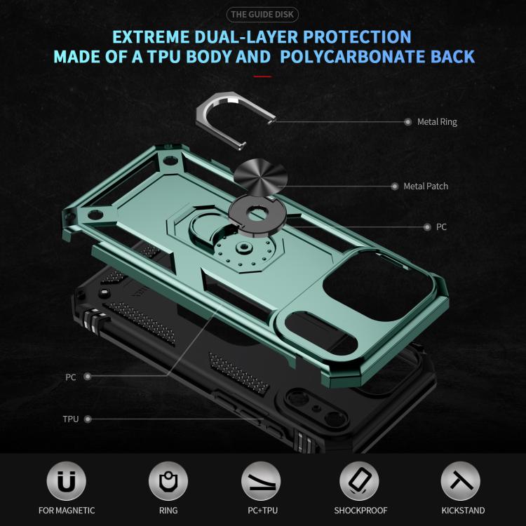 For iPhone 17 Pro Shockproof TPU Hybrid PC Phone Case with Holder