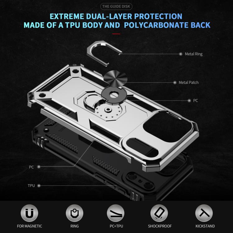 For iPhone 17 Pro Shockproof TPU Hybrid PC Phone Case with Holder