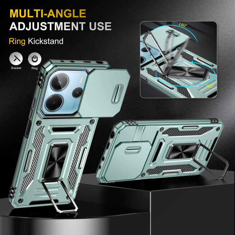 For Redmi Note 14 5G / 4G  163.25mm Armor PC Hybrid TPU Camera Shield Phone Case