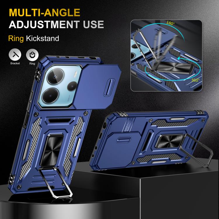 For Redmi Note 14 5G / 4G  163.25mm Armor PC Hybrid TPU Camera Shield Phone Case