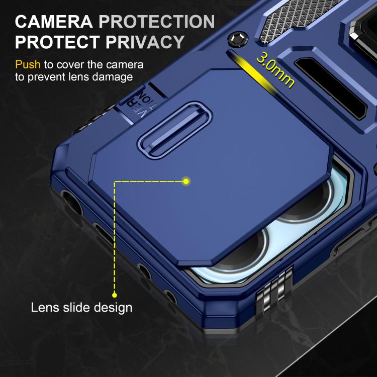 For Redmi Note 14 5G / 4G  163.25mm Armor PC Hybrid TPU Camera Shield Phone Case