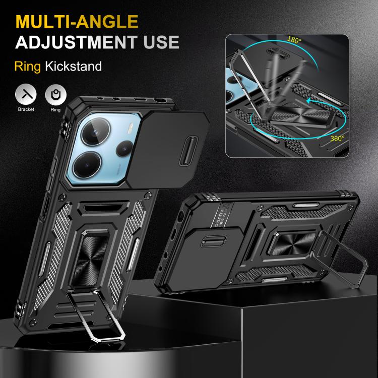 For Redmi Note 14 5G / 4G  163.25mm Armor PC Hybrid TPU Camera Shield Phone Case