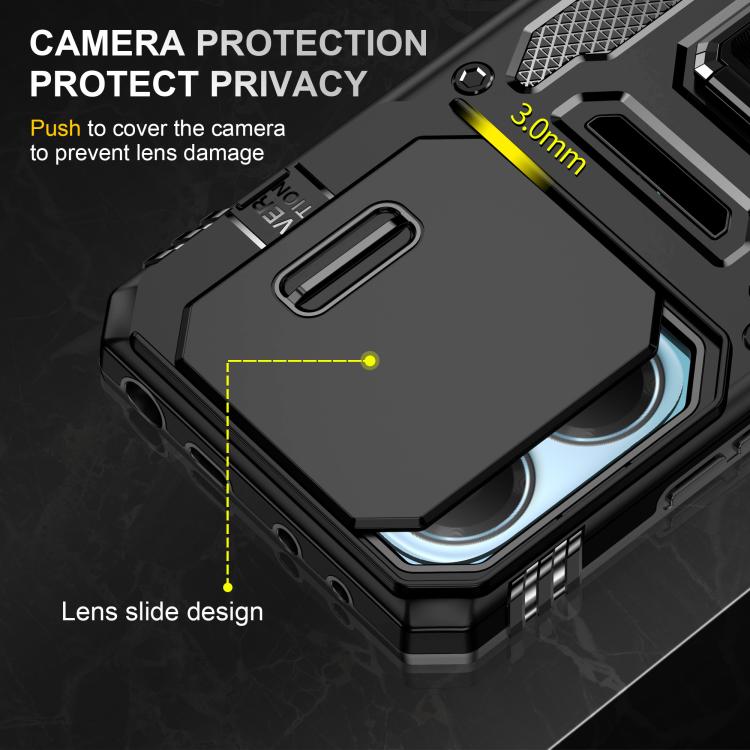 For Redmi Note 14 5G / 4G  163.25mm Armor PC Hybrid TPU Camera Shield Phone Case