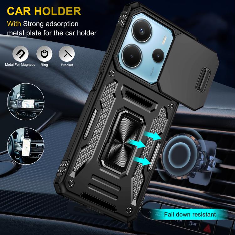 For Redmi Note 14 5G / 4G  163.25mm Armor PC Hybrid TPU Camera Shield Phone Case