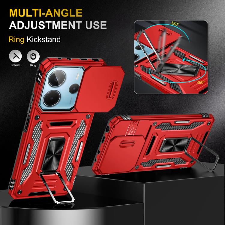 For Redmi Note 14 5G / 4G  163.25mm Armor PC Hybrid TPU Camera Shield Phone Case